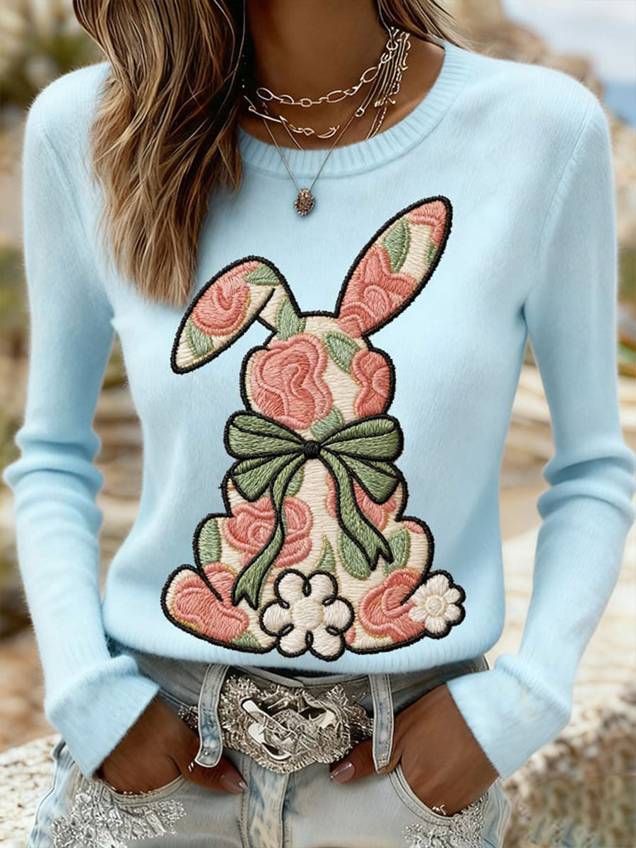 Women's Easter Bunny Print Casual Sweatshirt