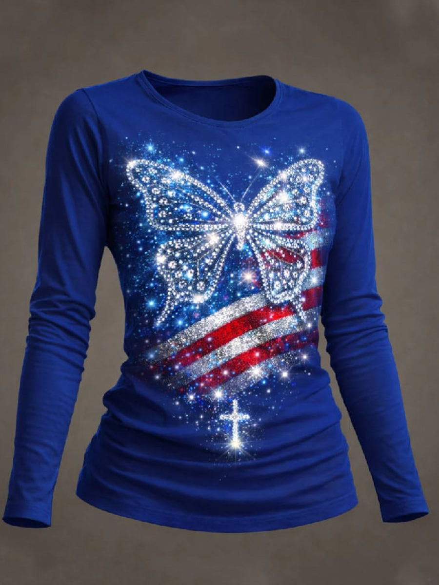 Women's American-style long-sleeve T-shirt