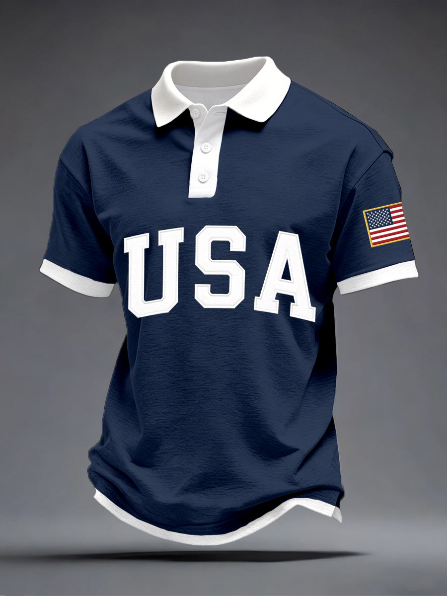 Men's USA Pattern Polo Shirt