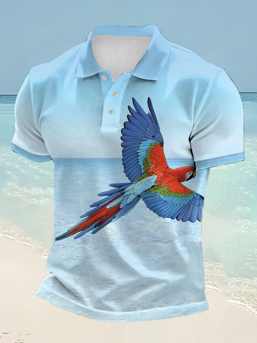 Men's Holiday Retirement Parrot Print polo shirt