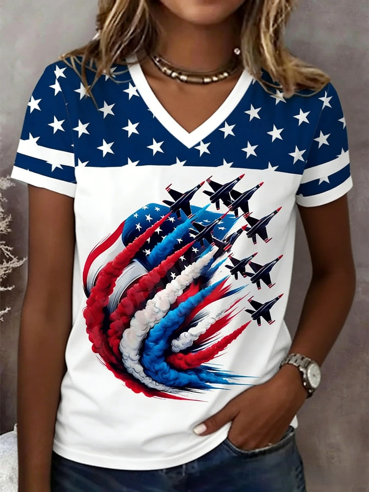 Women's Retro American Independence Day Short-Sleeve T-Shirt