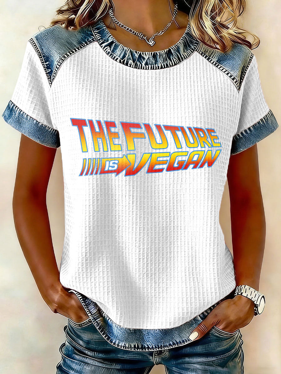 Women's 'The Future is Vegan' Sign Waffle T-Shirts