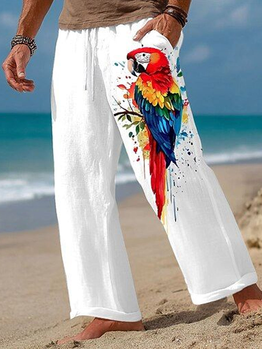 Men's Parrot Print Casual Pants