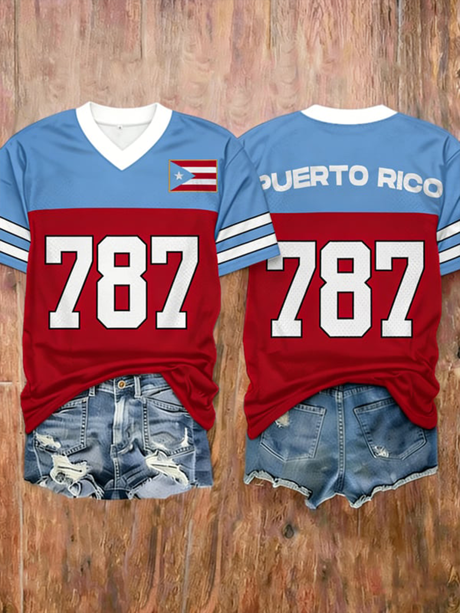 Women's Puerto Rico Baseball Short-sleeved T-shirt
