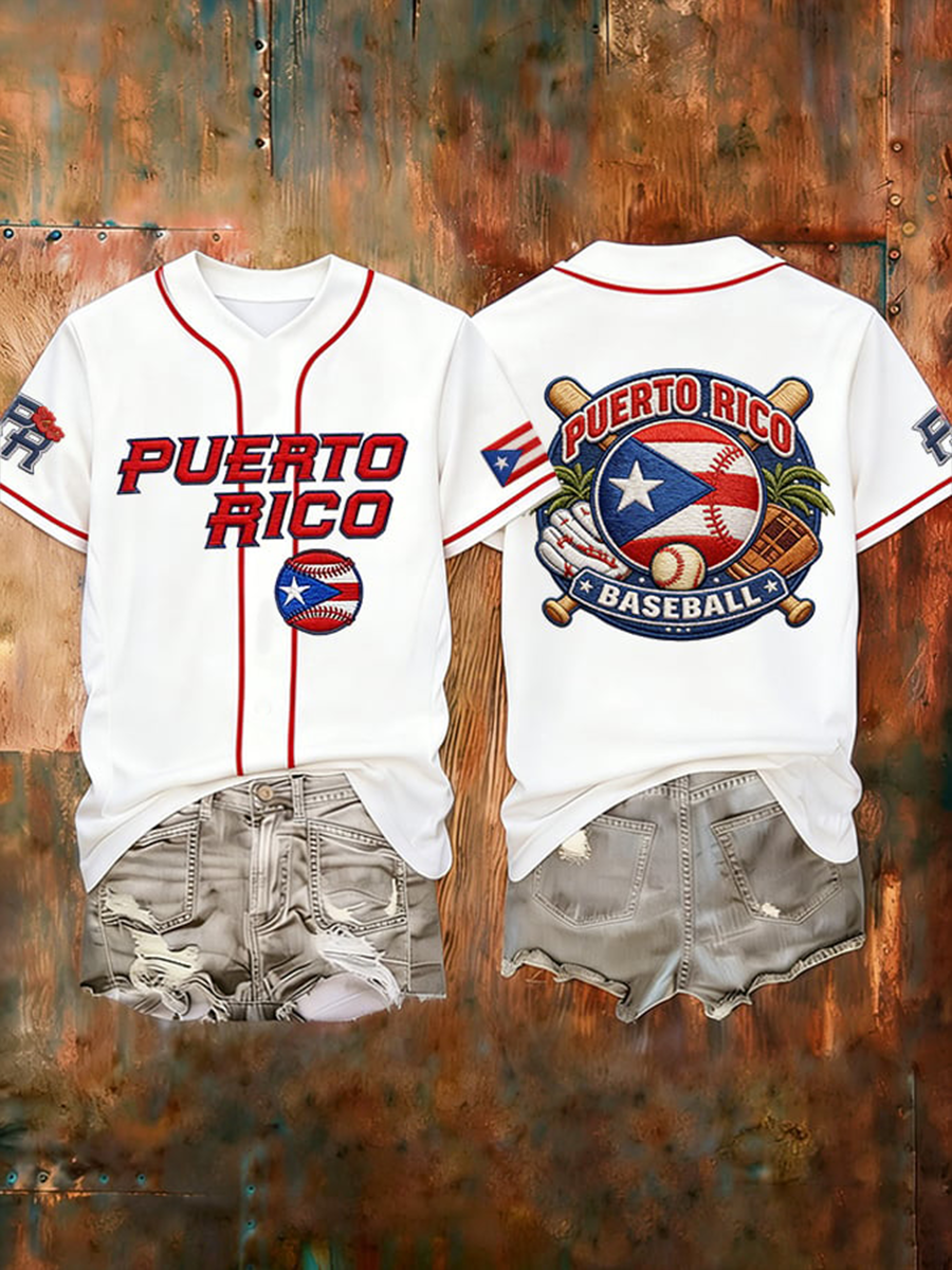 Women's Puerto Rico Baseball Short-sleeved T-shirt