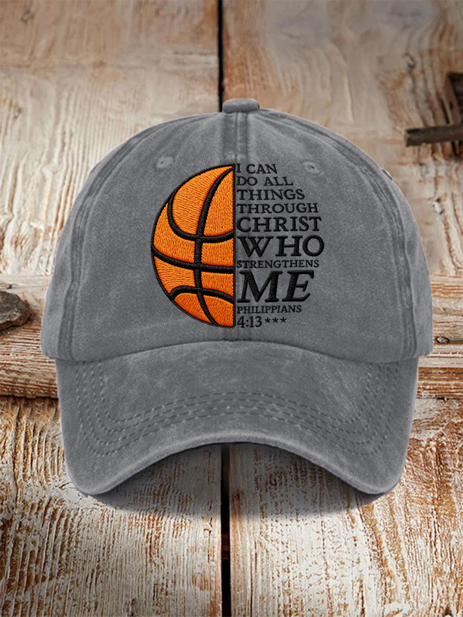 Unisex I Can Do All Things Through Christ Basketball Print Basketball Lovers Gameday Print Hat