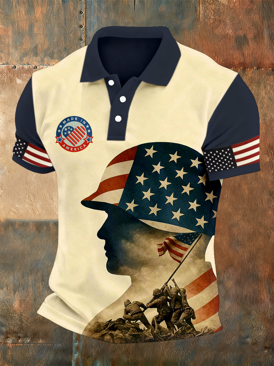 Men's American Patriotic Commemorative Print Polo Shirt