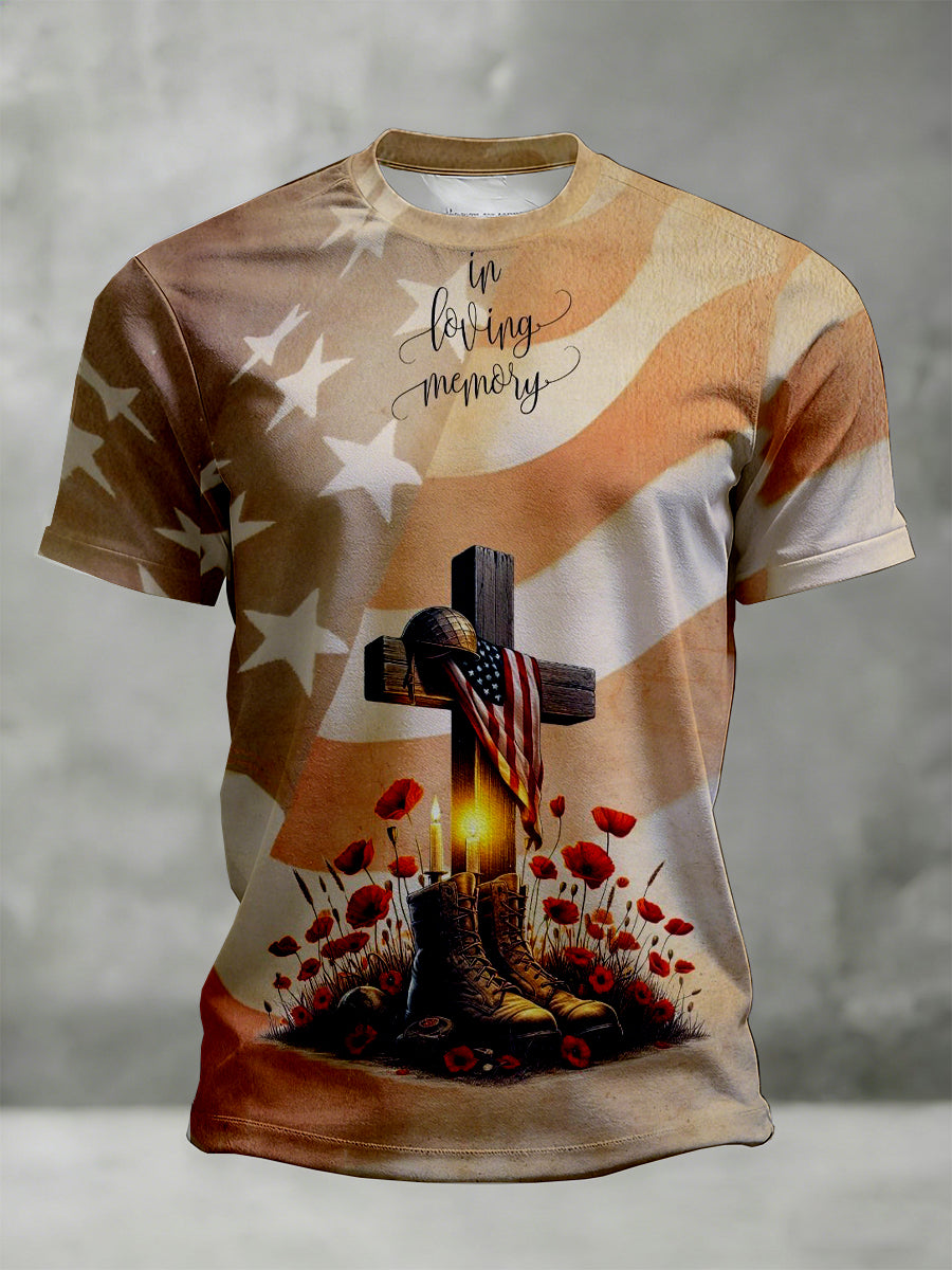 Men's American Patriotic Commemorative Print T-Shirt