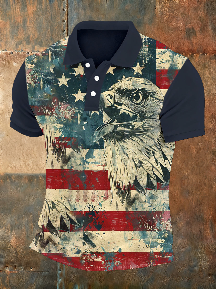 Men's American Patriotic Commemorative Print Polo Shirt