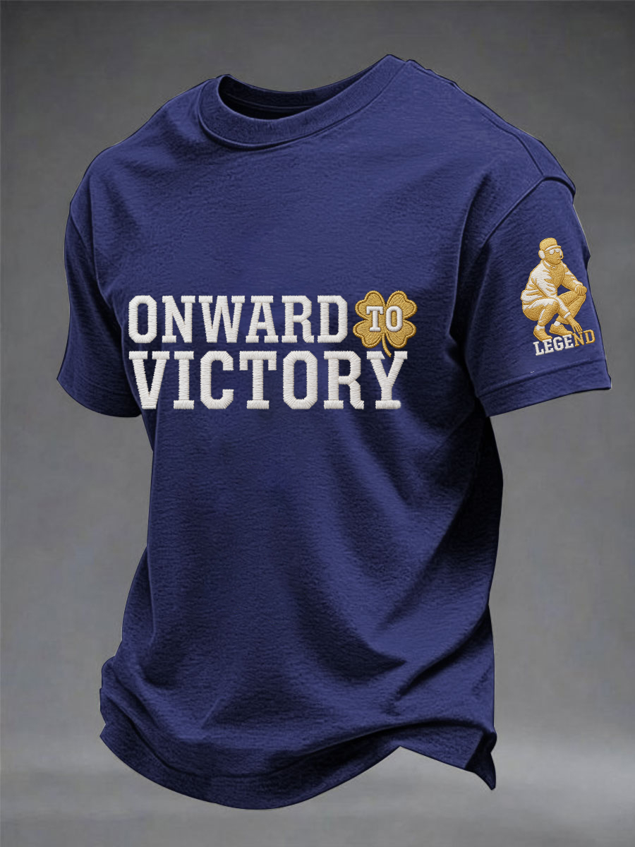 Men's Football Legend Coach Holtz Printed imitation cotton short-sleeved T-shirt