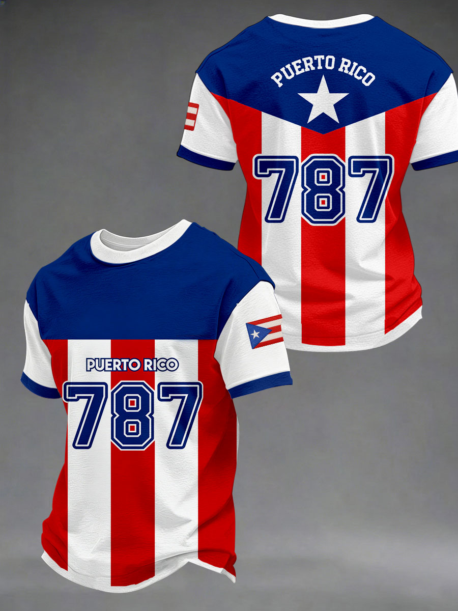 Men's Puerto Rico Baseball Short Sleeves T-shirt