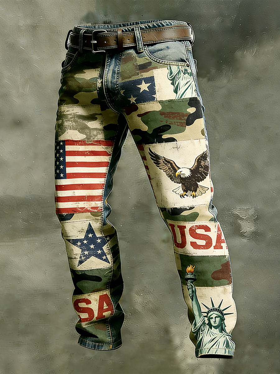 Men's Vintage Anniversary Celebration Printed Casual Pants