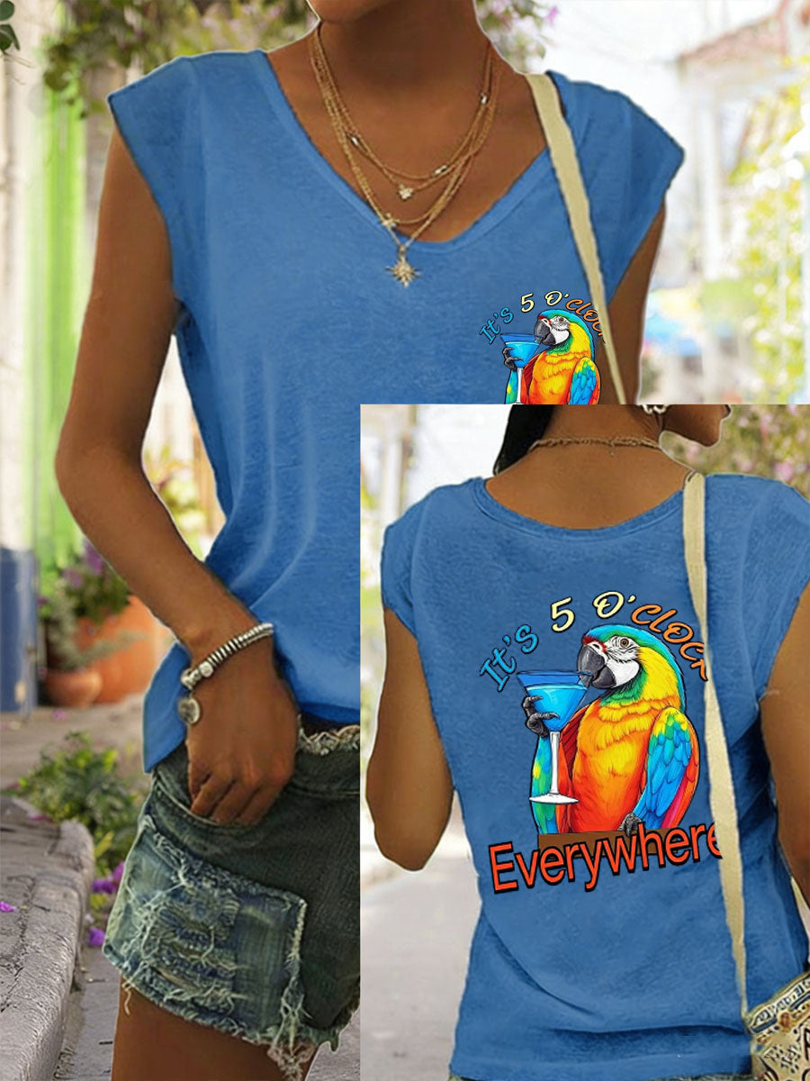 Women's Jimmy Buffett Day It‘s 5 O'clock Everywhere coloured cotton T-shirt