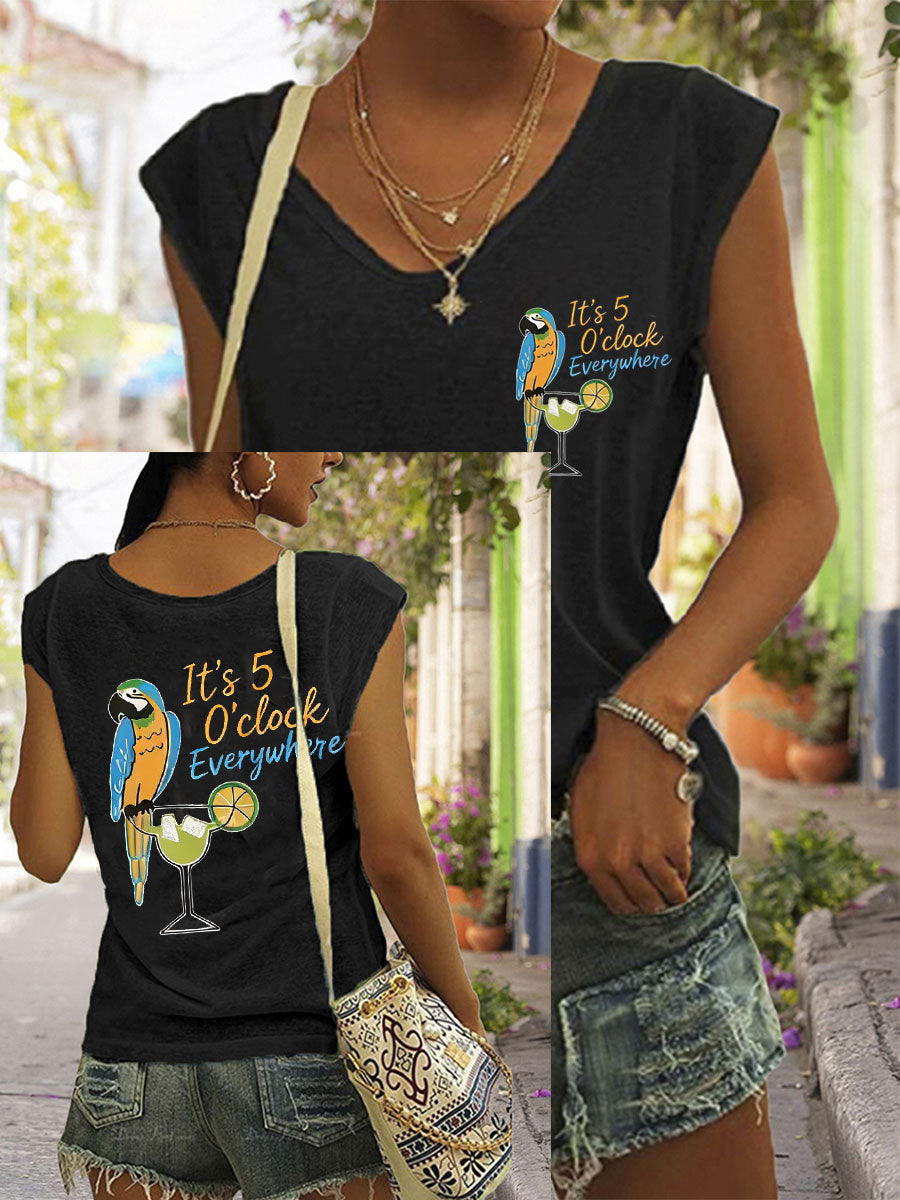 Women's Jimmy Buffet style It‘s 5 O'clock Everywhere coloured cotton T-shirt