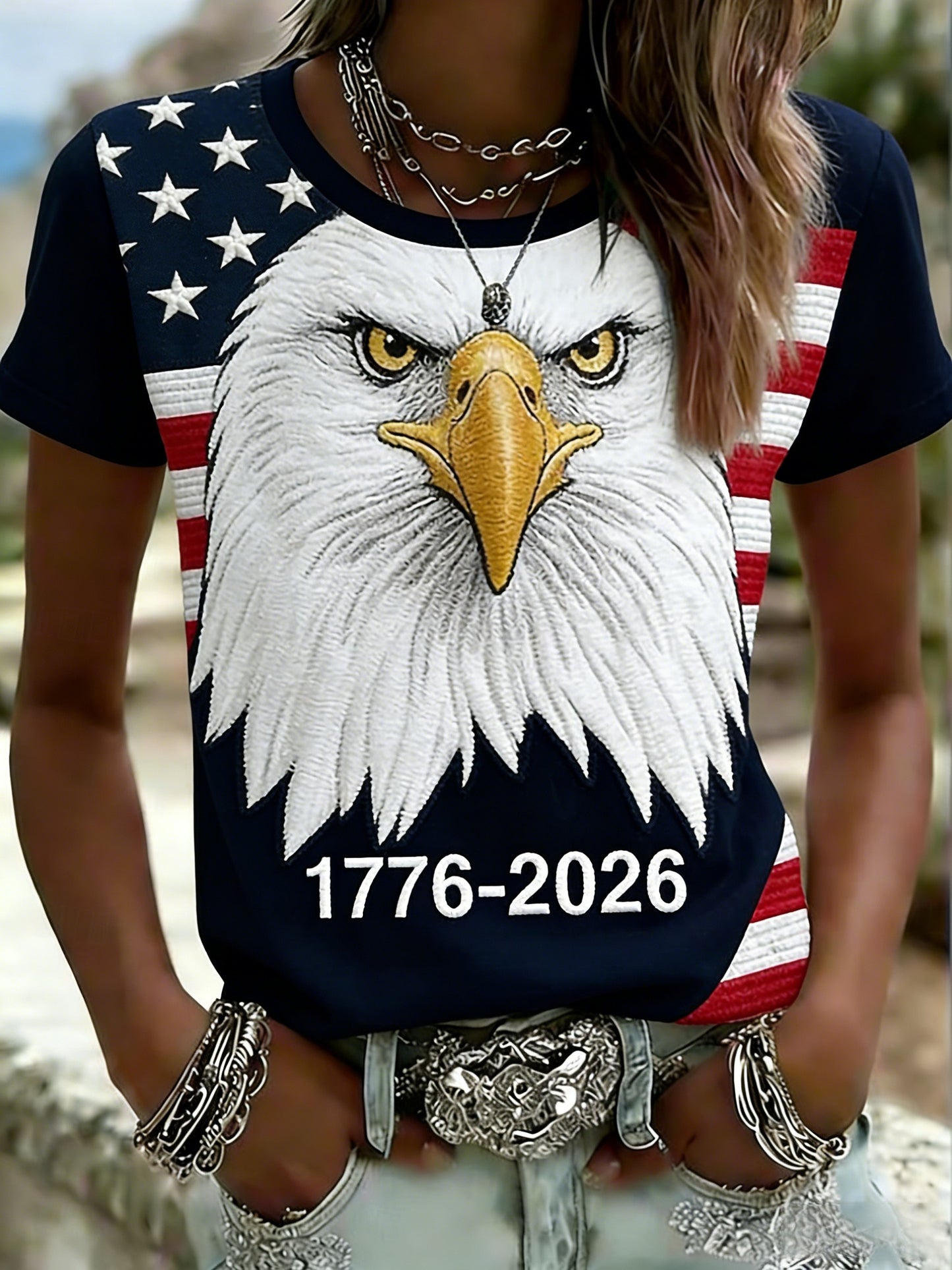 Women's Retro American Independence Day Short-Sleeve T-Shirt
