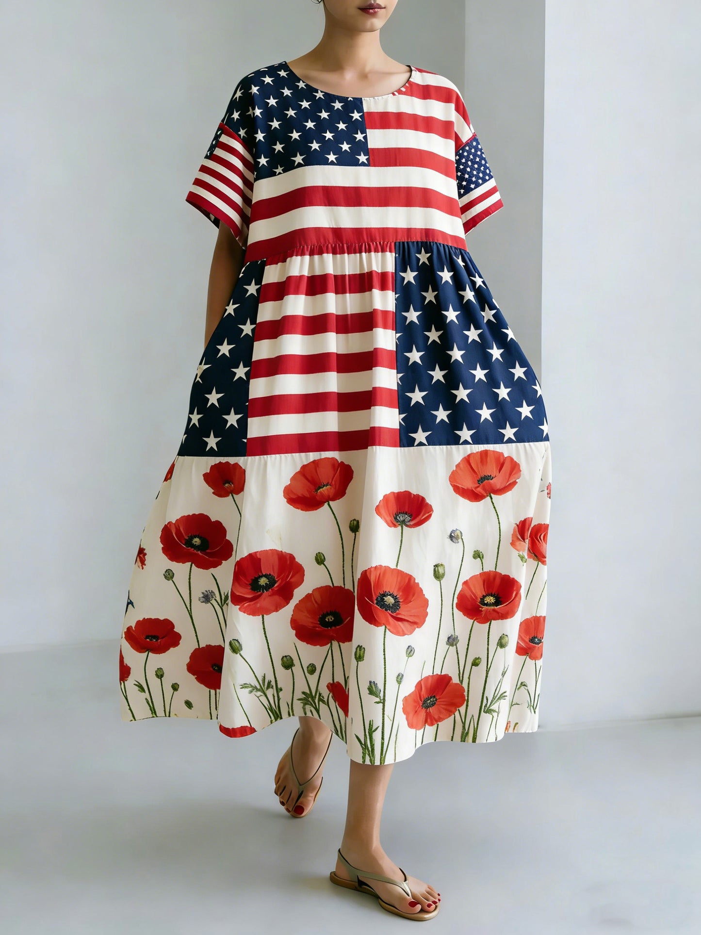 Women's American Commemorative Patchwork Print Long Skirt