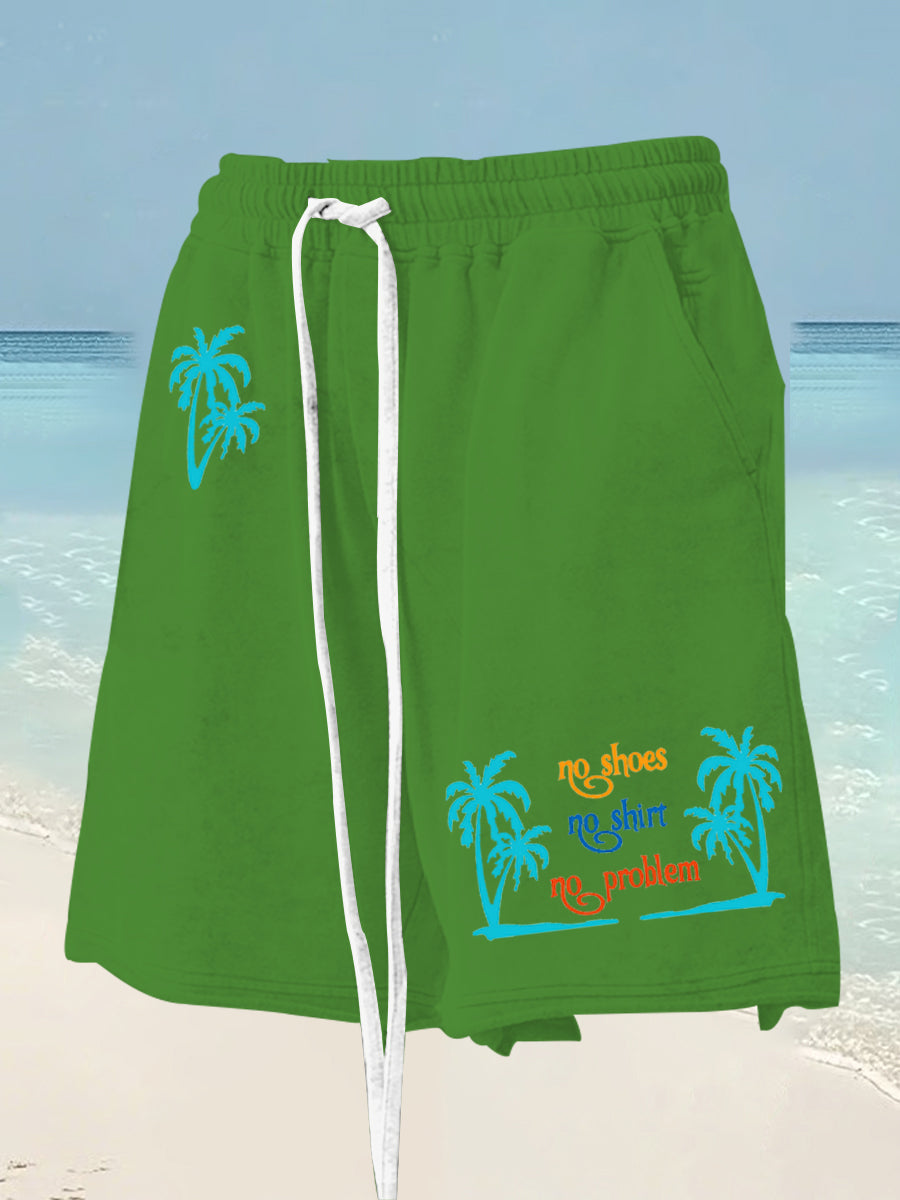 Men's No Shoes No Shirt No Problems printed short trousers