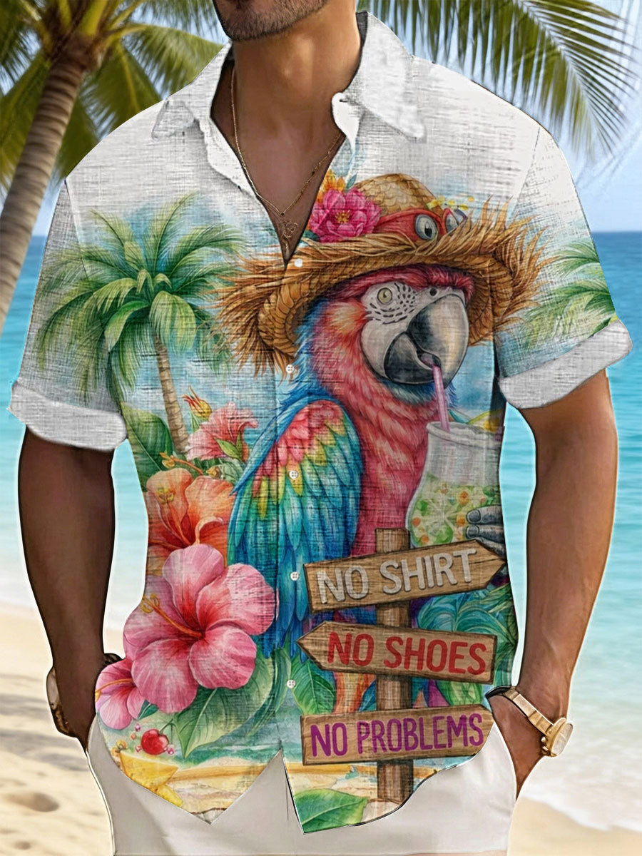 Men's No Shoes No Shirt No Problems Printed Casual Shirt