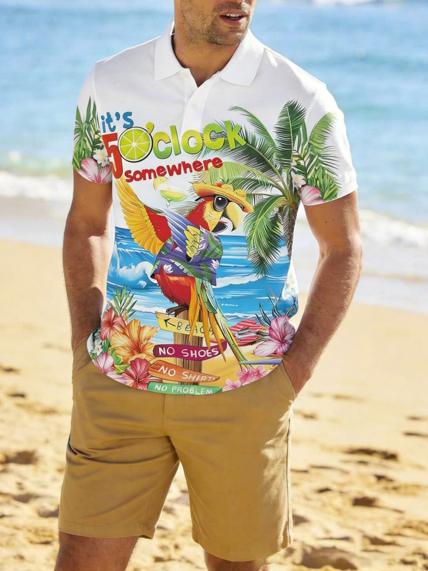 Men's No Shoes No Shirt No Problems Printed Casual Shirt