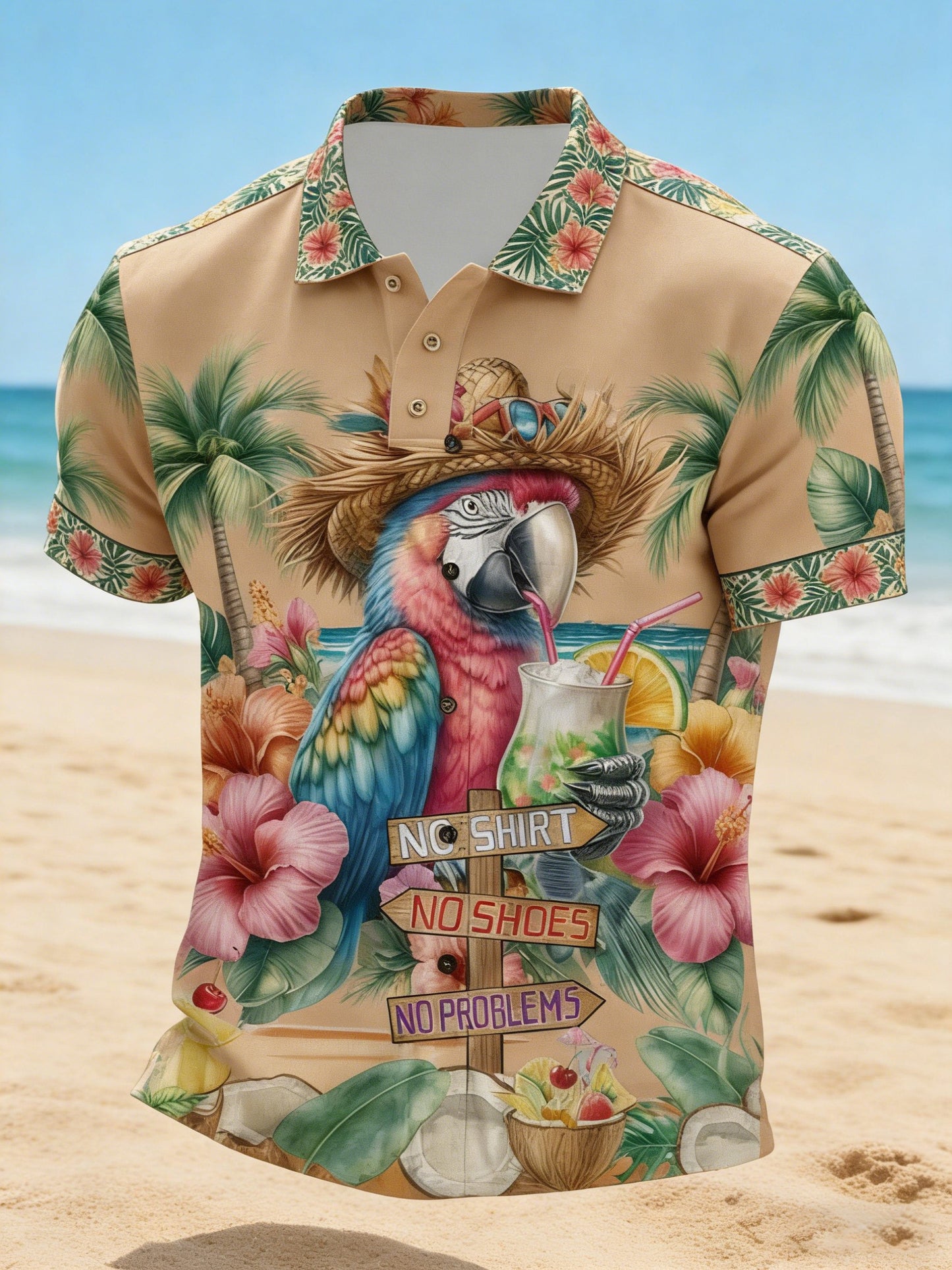 Men's No Shoes No Shirt No Problems Printed Casual Shirt