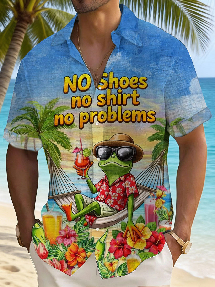 Men's No Shoes No Shirt No Problems Printed Casual Shirt