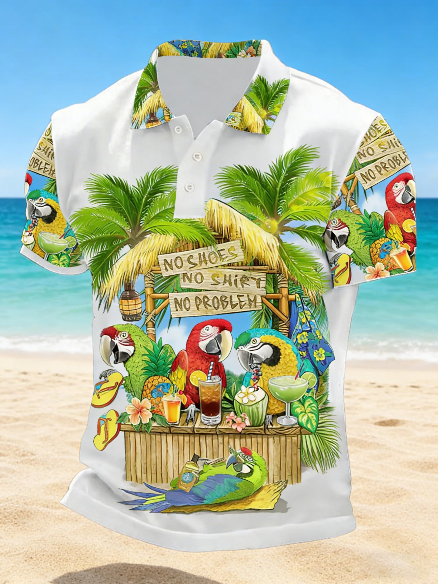 Men's No Shoes No Shirt No Problems Printed Casual Shirt