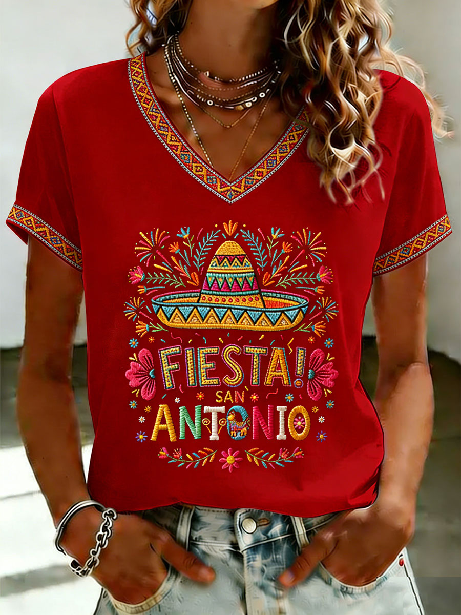 Women's Cinco de Mayo Print Casual T-Shirt