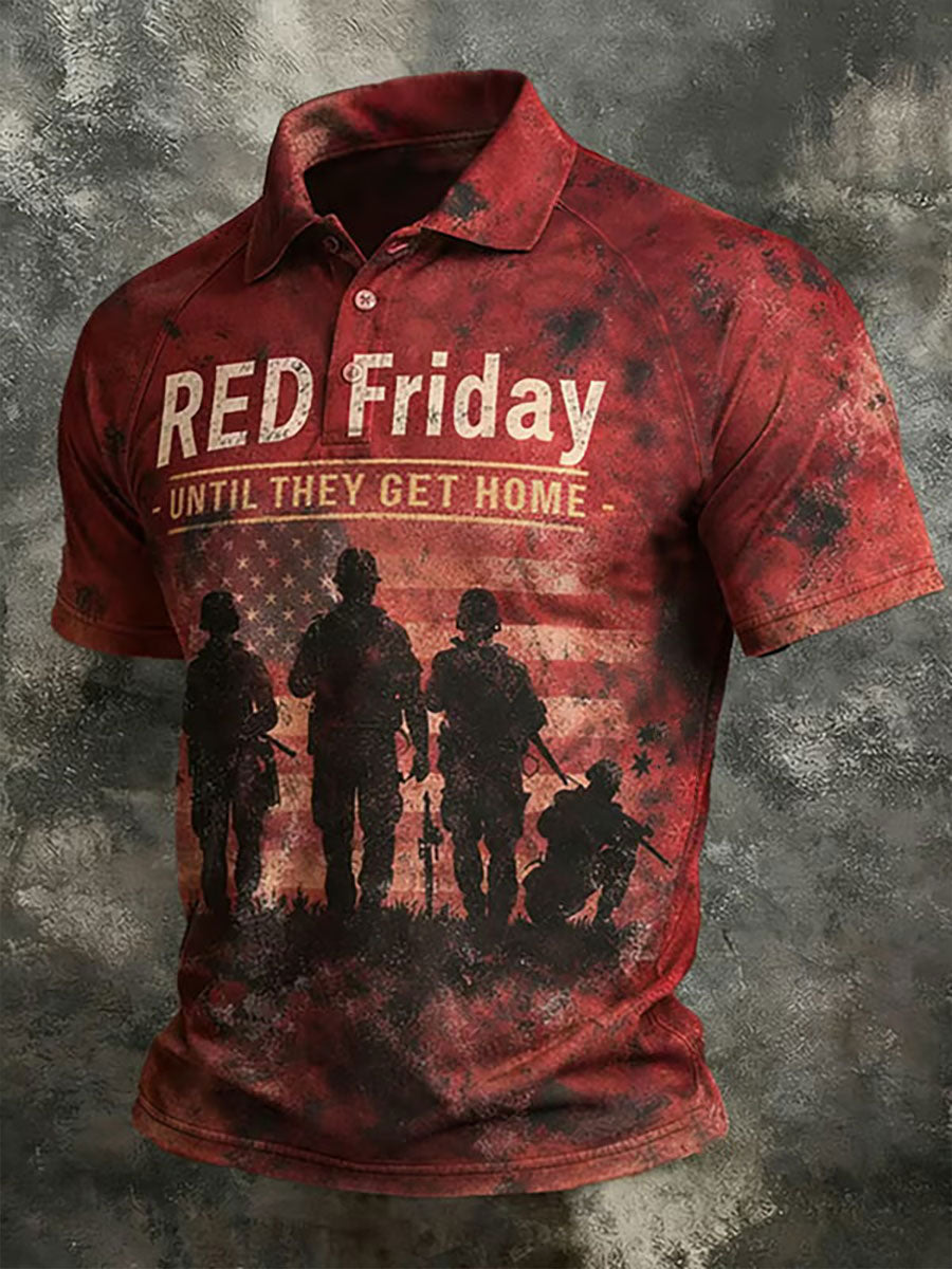 Men's Red Friday Print Casual Top