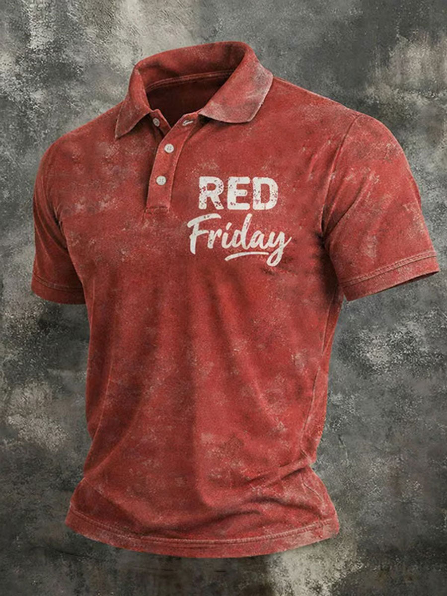 Men's Red Friday Print Casual Top