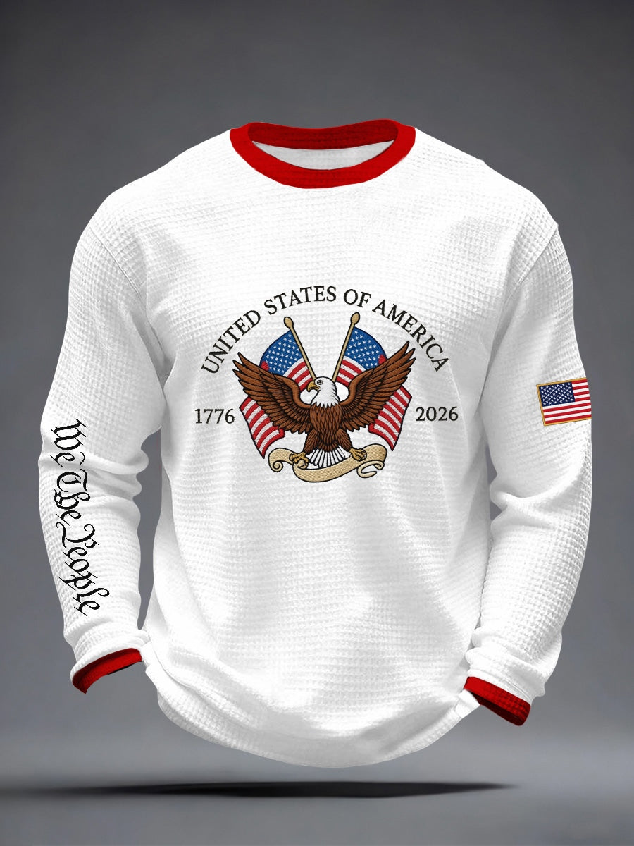 Men's America 1776-2026 Print Waffle Long-Sleeve T-Shirt