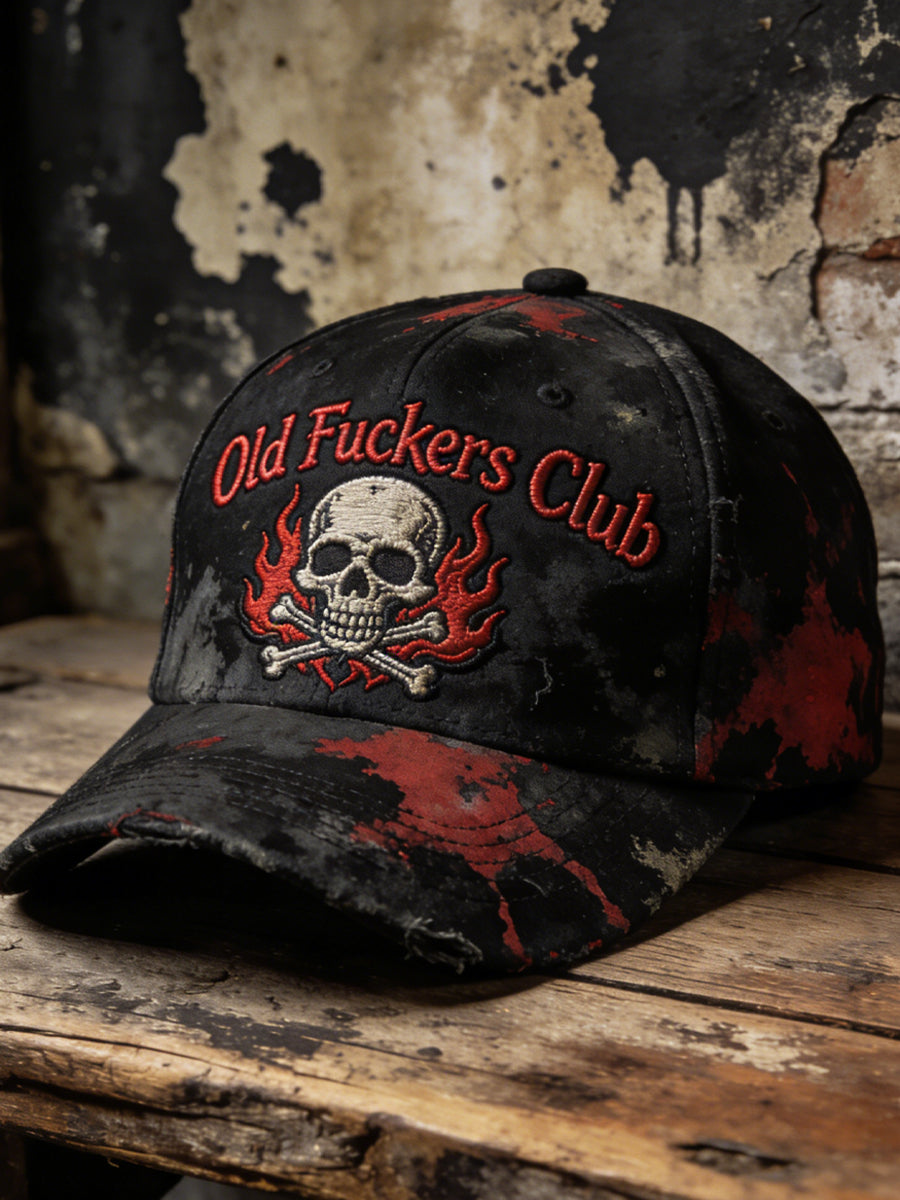 Retro Old Fuckers Club Skull Casual Baseball Cap