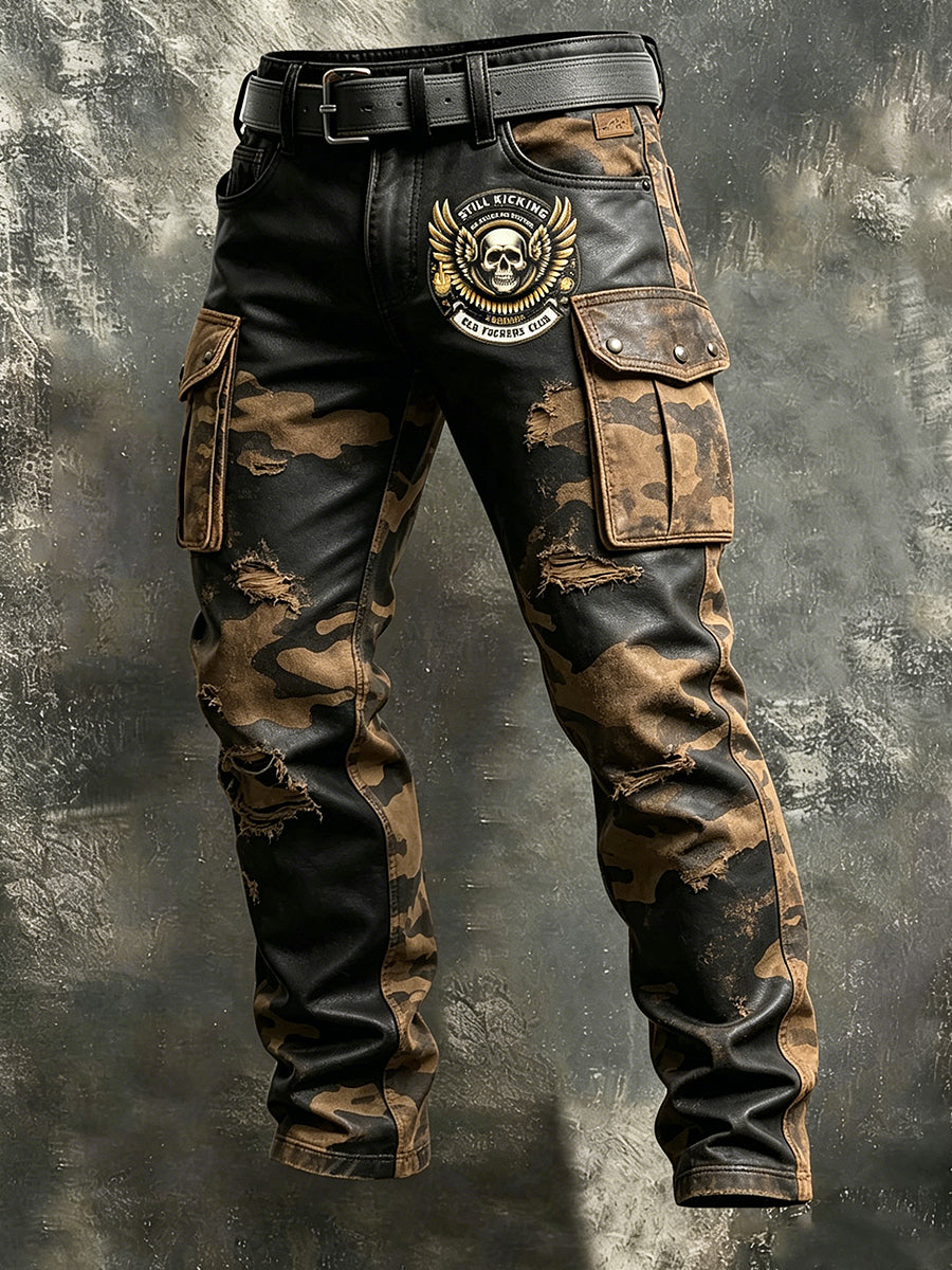 Men's Retro Vacation Business Old Fuckers Club Art Print Casual Workwear Trousers
