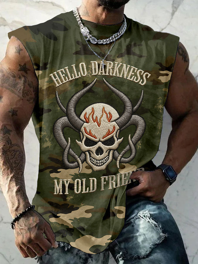 Men's 'hello darkness my old friend' vests