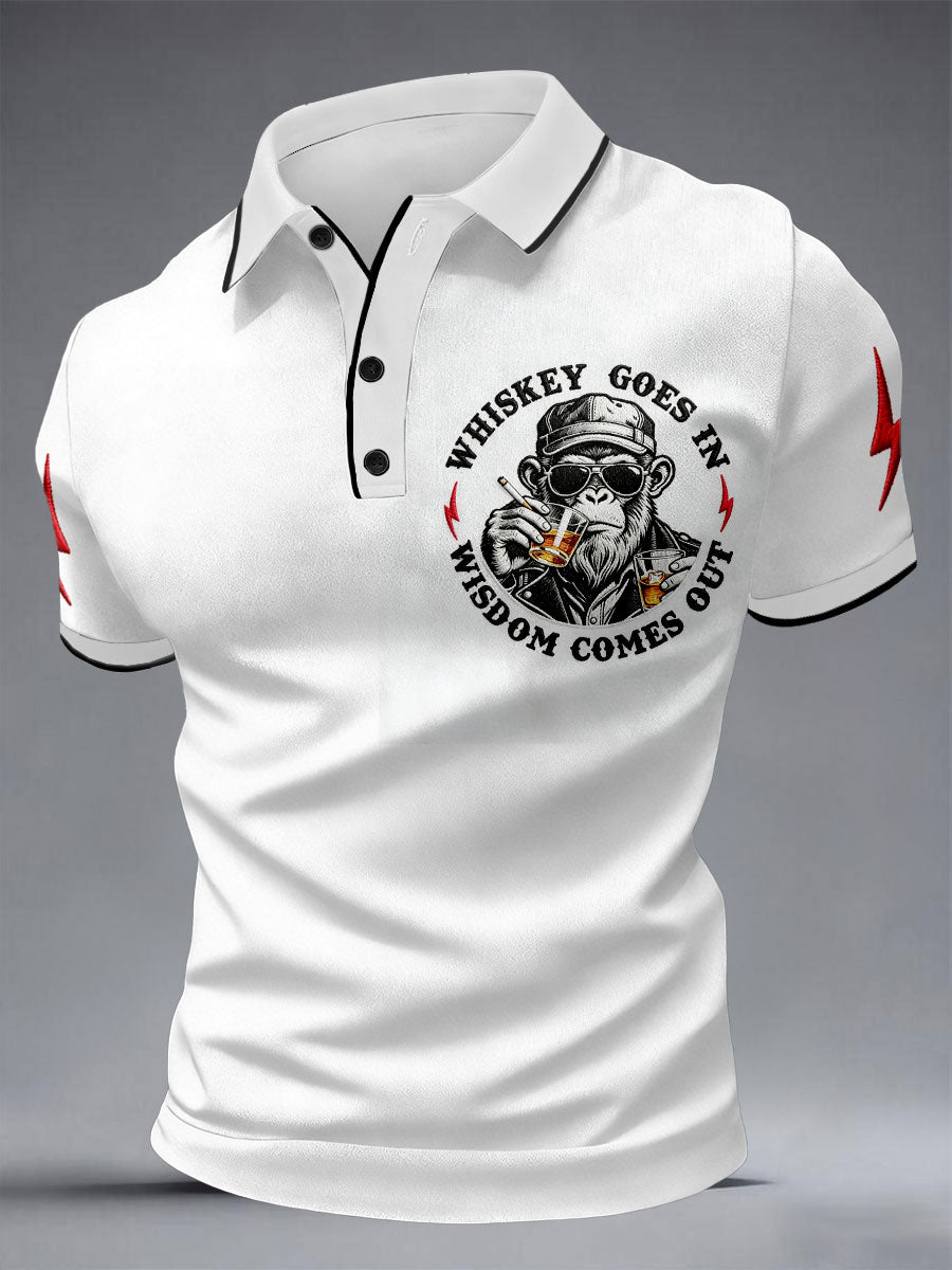 Men's 'Whiskey Goes In Wisdom Comes Out' Monkey Tops