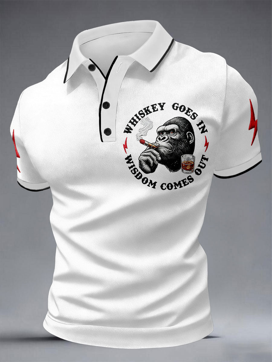 Men's 'Whiskey Goes In Wisdom Comes Out' Monkey Tops