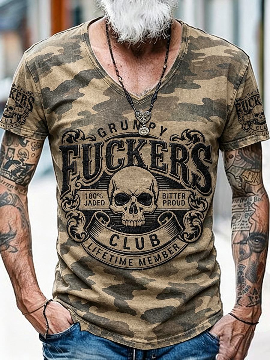 Old Fuckers Club Printed Vintage Fashion Loose Short Sleeve T-Shirt