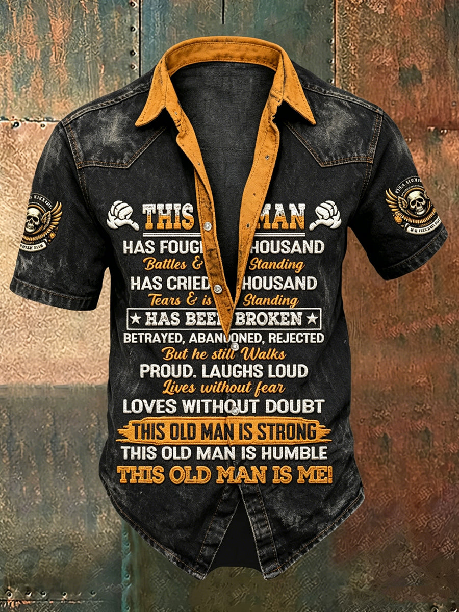 Men's Old Fuckers Club Print Casual Short Sleeved Shirt