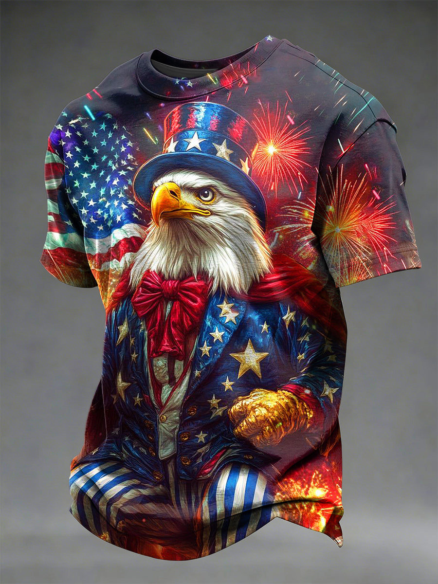 Men's USA Independence Day Printed Vintage Fashion Loose Short Sleeve T-Shirt
