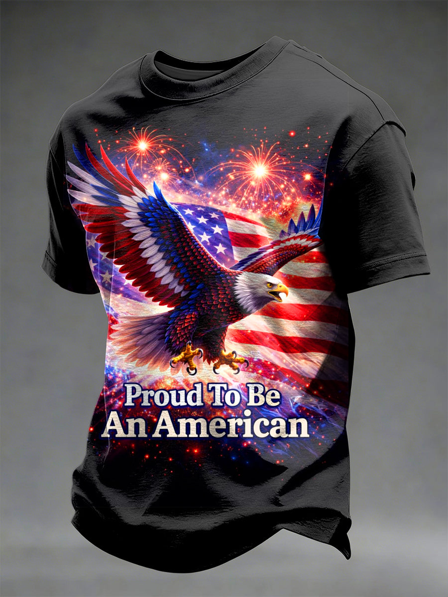 Men's USA Independence Day Printed Vintage Fashion Loose Short Sleeve T-Shirt