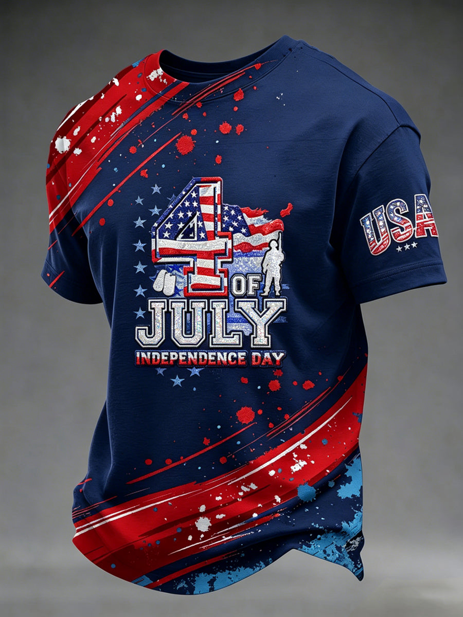 Men's Independence Day Printed Vintage Fashion Loose Short Sleeve T-Shirt