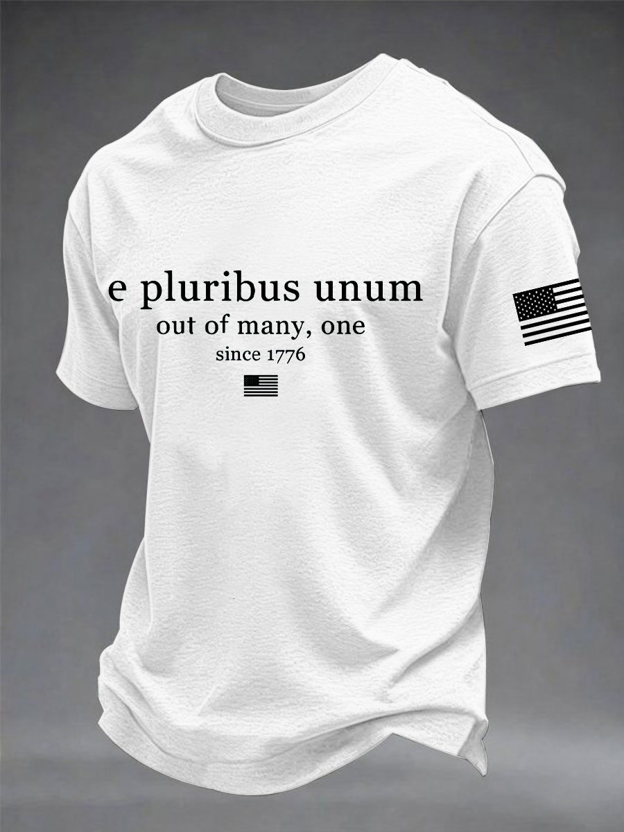 Men's E pluribus unum Printed imitation cotton short-sleeved T-shirt