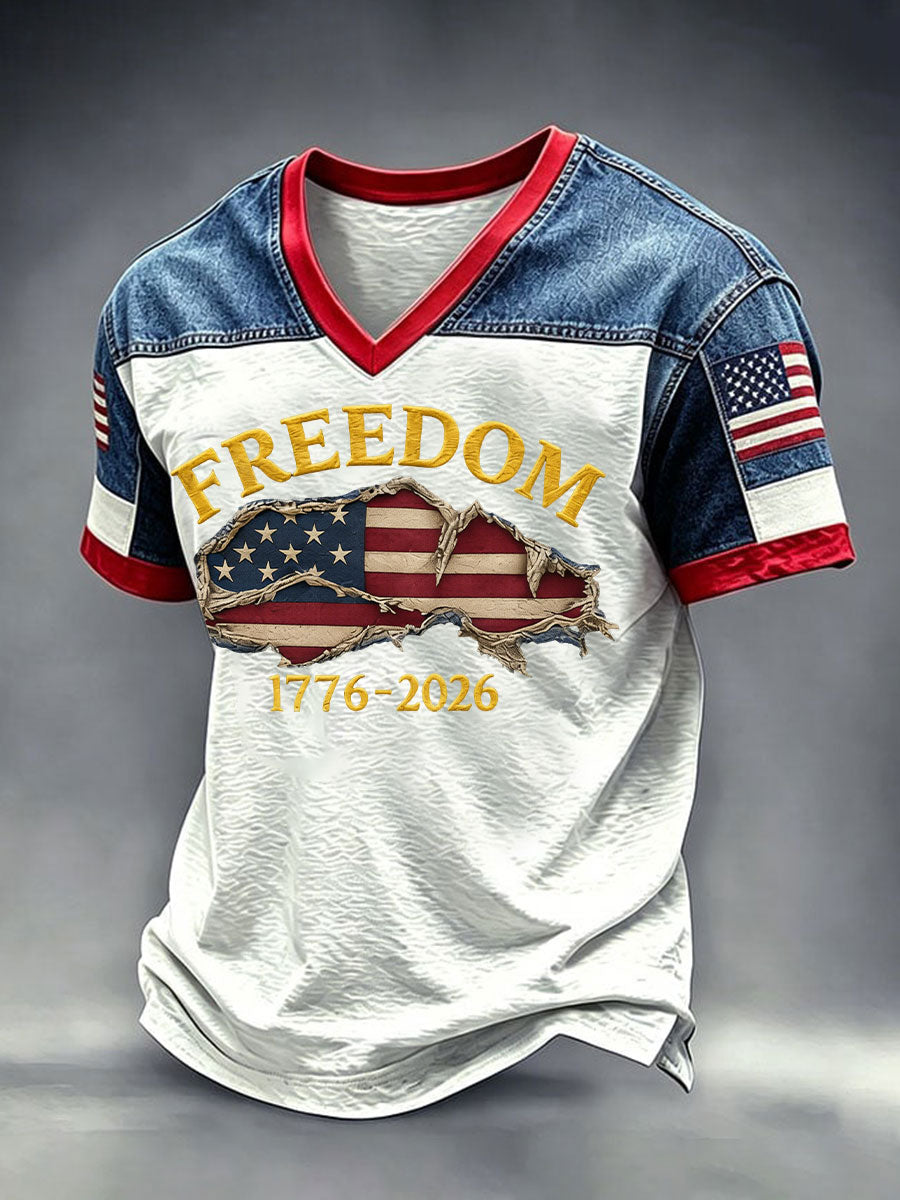Men's USA 1776-2026 Printed Casual T-Shirt