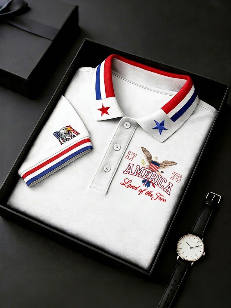 Men's America Flag Eagle Printed Shirt