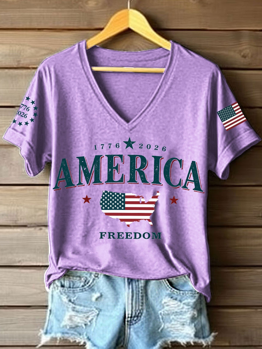 Women's America 1776-2026 V-Neck T-Shirt