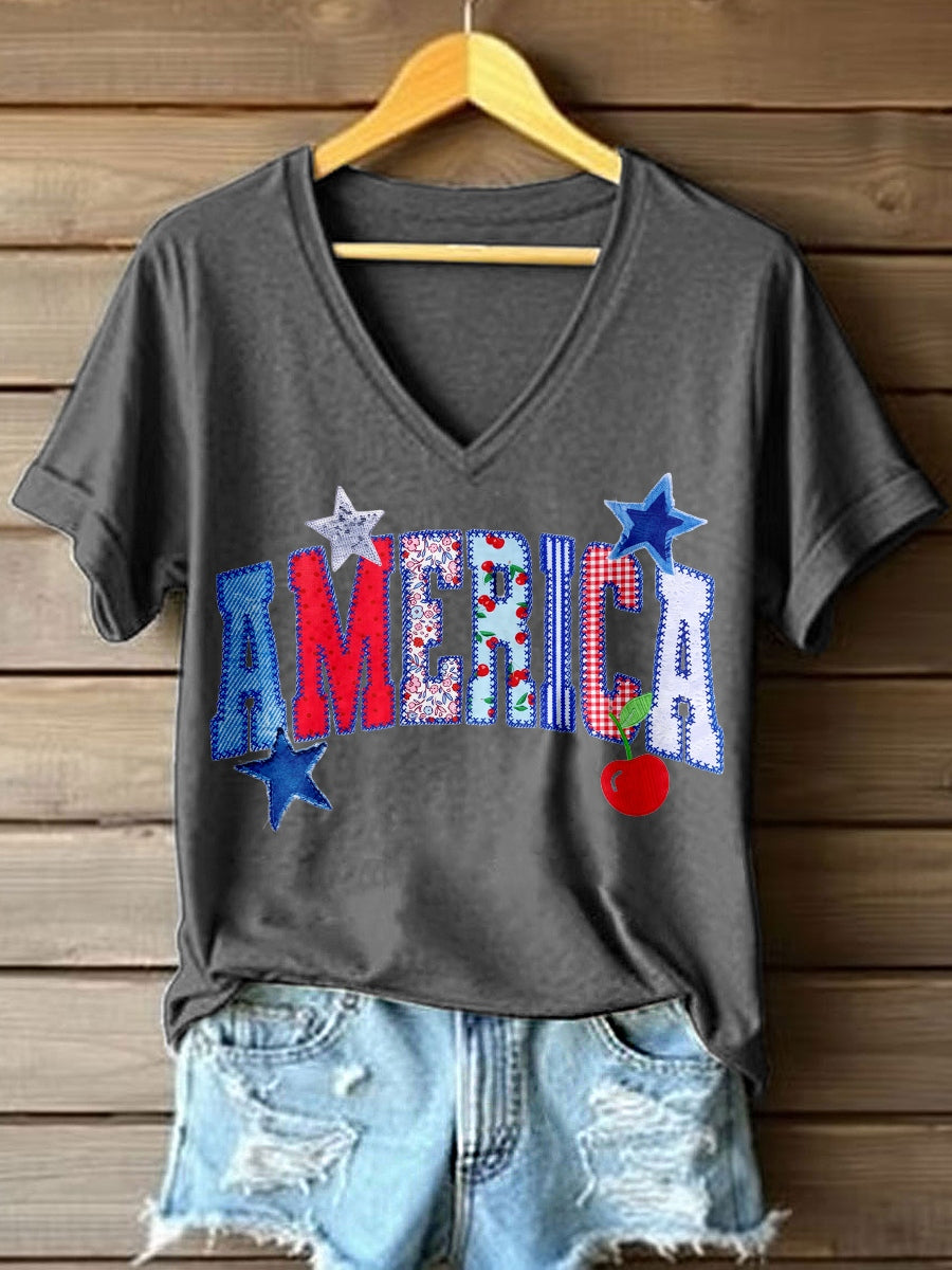 Women's America V-Neck T-Shirt