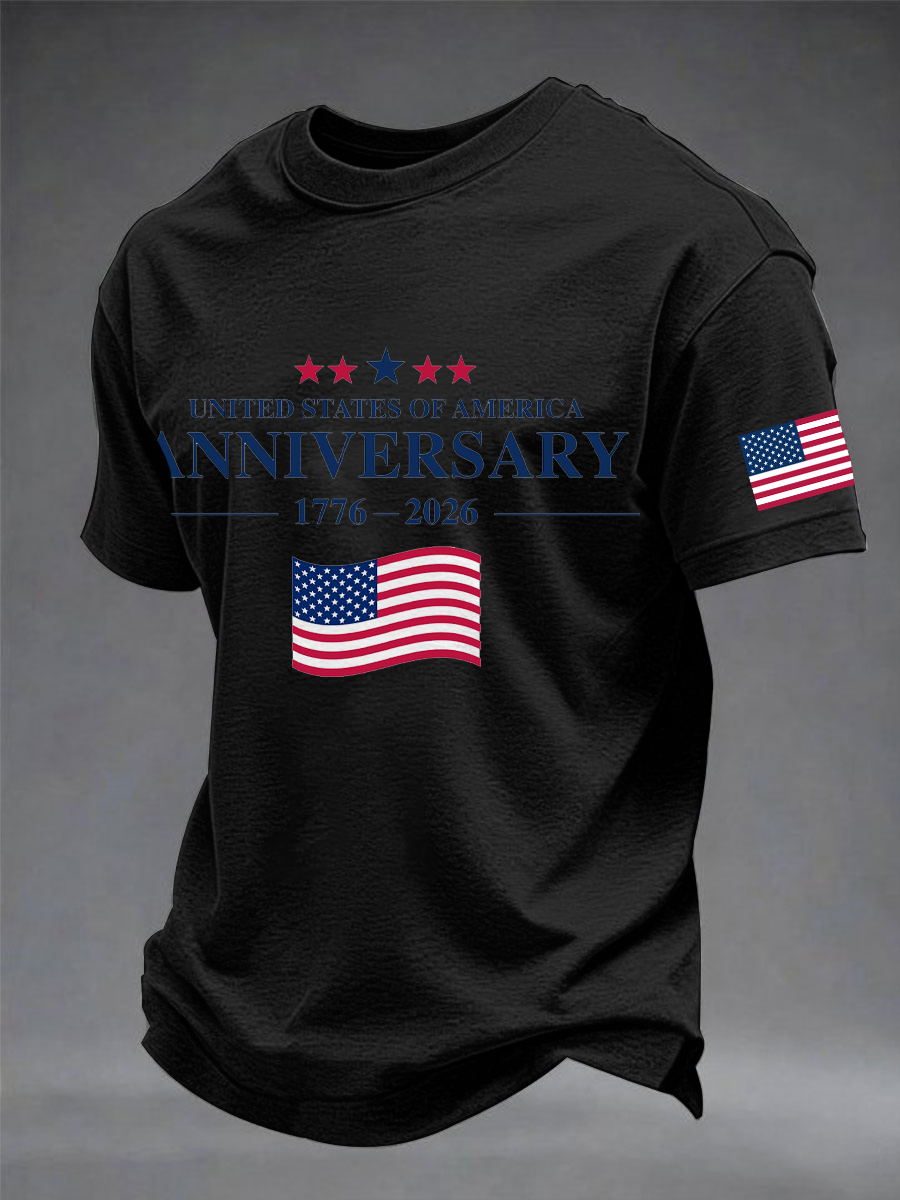 Men's Independence Day imitation cotton short-sleeved T-shirt