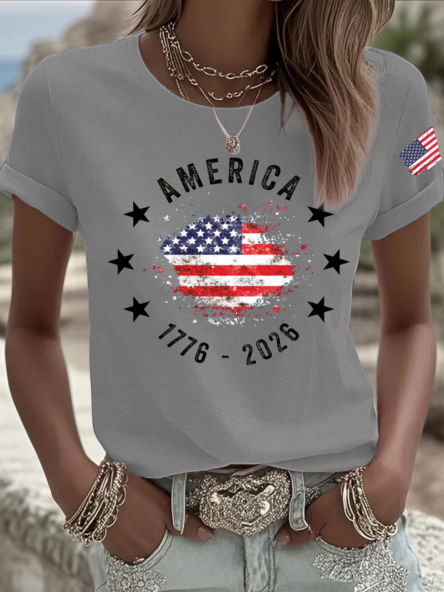Women's Independence Day Iron On Short Sleeve T-Shirt