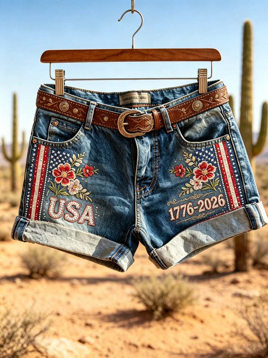 Women's USA Independence Day Art Printed Shorts