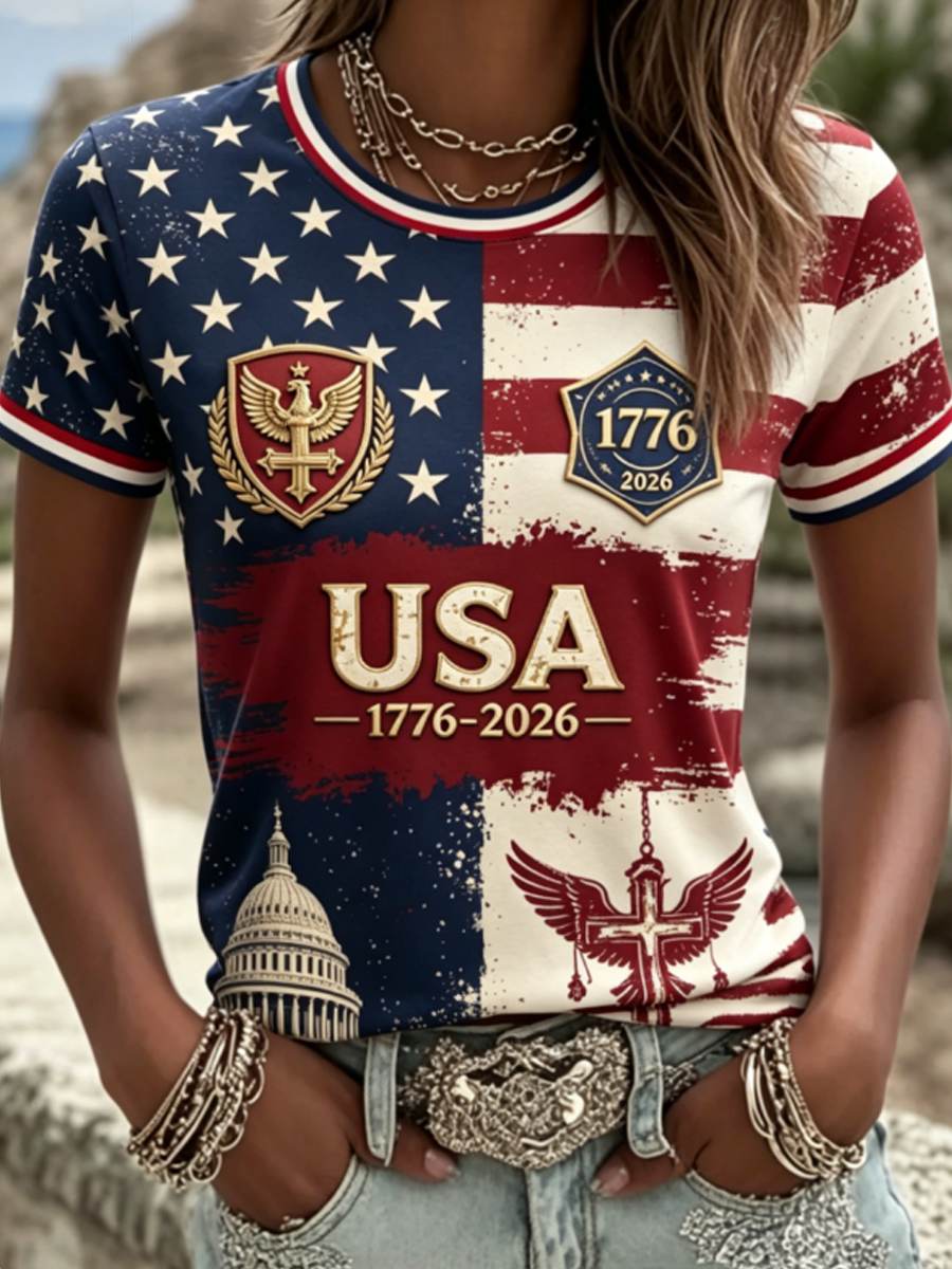 Women's USA 1776-2026 Independence Day FAITH Tee
