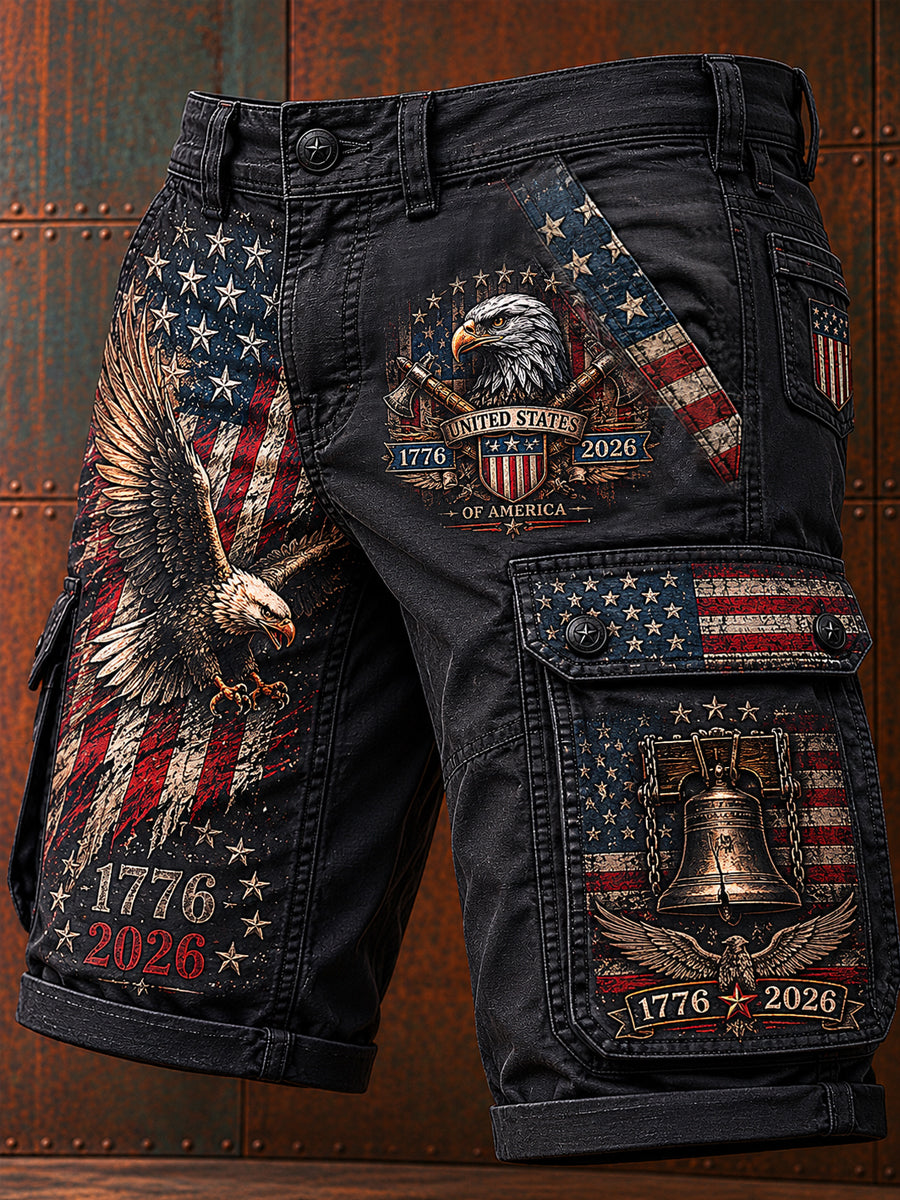 Men's Independence Day USA Flag Print Casual Patriotic Shorts